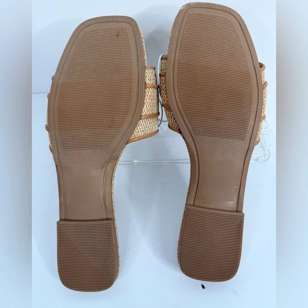 A New Day Kelsey Rhinestone Buckle Slide Sandals Beige Tan Size  8.5 NWT